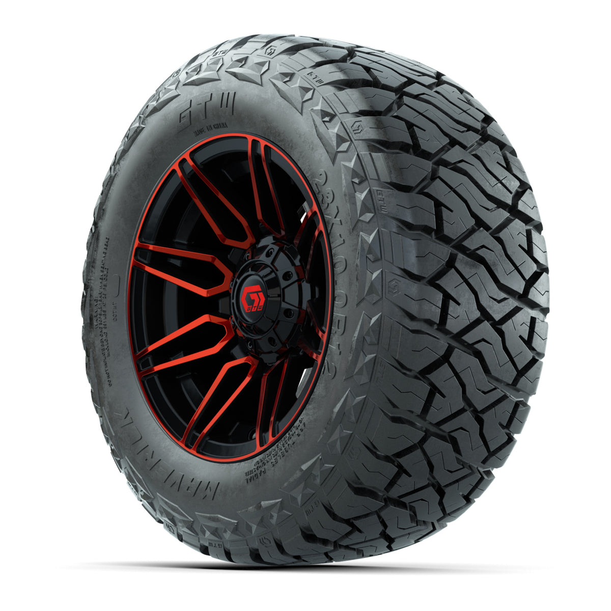 12" GTW Stealth Wheels Gloss Black/Red and Maverick Low Profile & All Terrain Tires Combo Set of 4