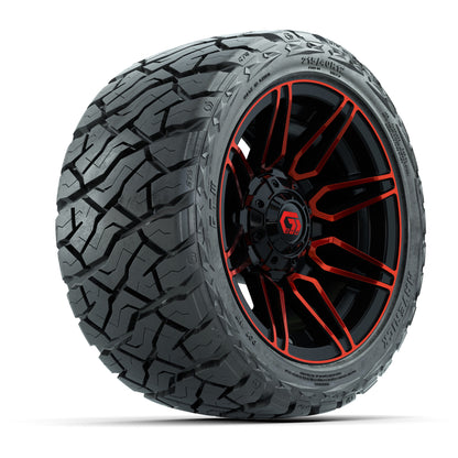 12" GTW Stealth Wheels Gloss Black/Red and Maverick Low Profile & All Terrain Tires Combo Set of 4