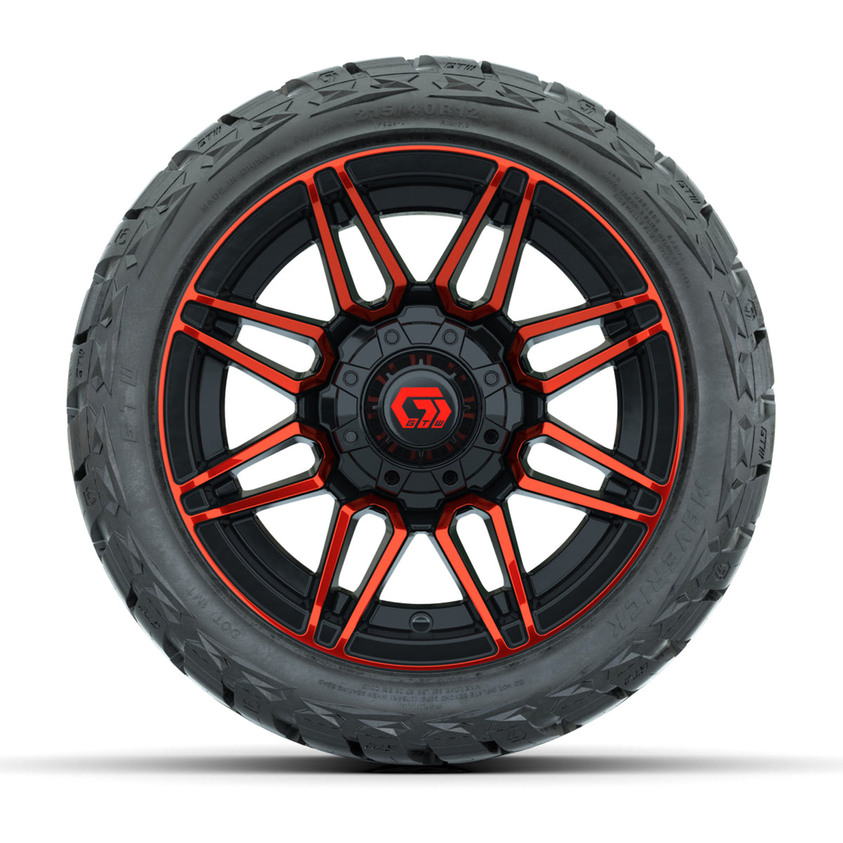 12" GTW Stealth Wheels Gloss Black/Red and Maverick Low Profile & All Terrain Tires Combo Set of 4