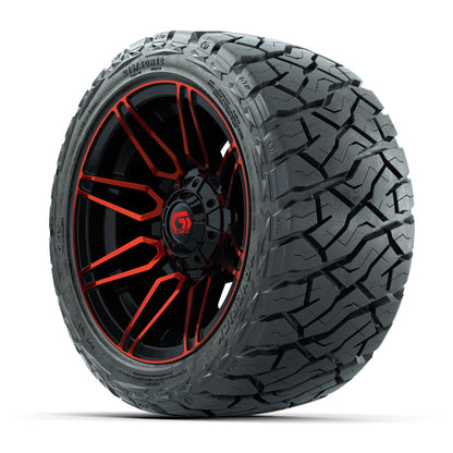 12" GTW Stealth Wheels Gloss Black/Red and Maverick Low Profile & All Terrain Tires Combo Set of 4