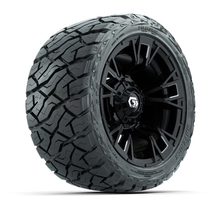 12" GTW Vandal Wheels Satin Machined Black and Maverick Low Profile & All Terrain Tires Combo Set of 4