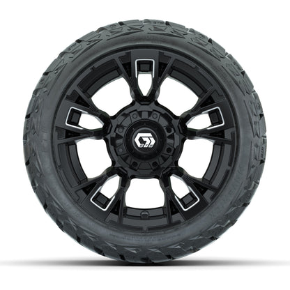 12" GTW Vandal Wheels Satin Machined Black and Maverick Low Profile & All Terrain Tires Combo Set of 4
