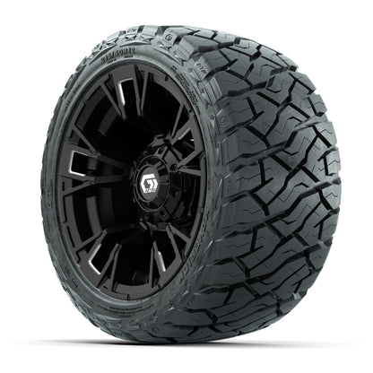 12" GTW Vandal Wheels Satin Machined Black and Maverick Low Profile & All Terrain Tires Combo Set of 4