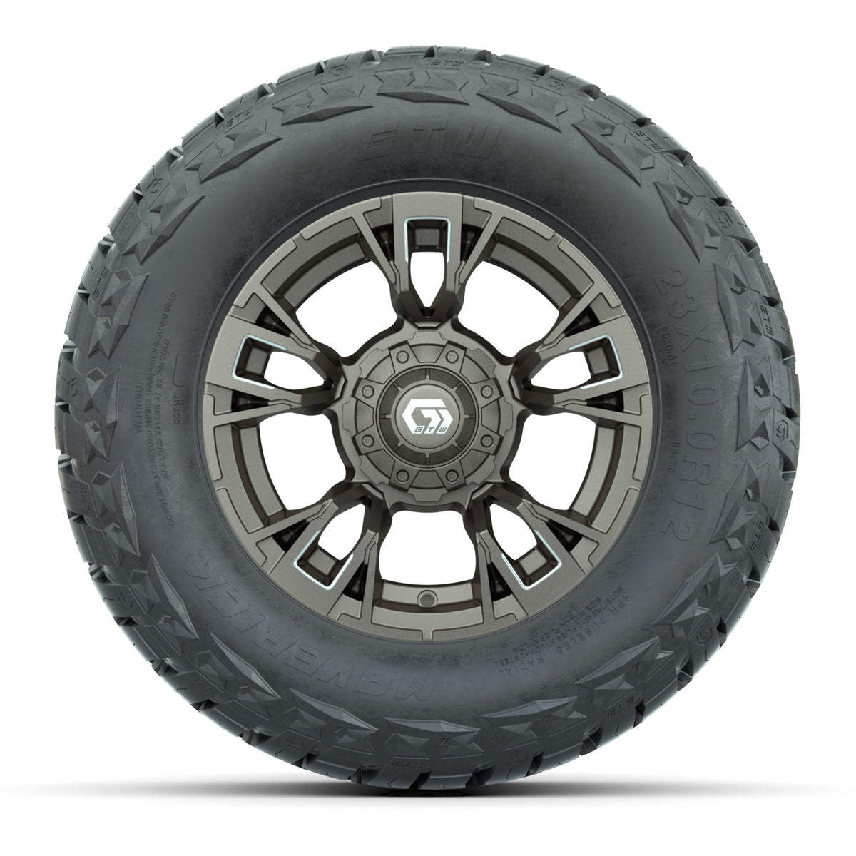 12" GTW Vandal Wheels Satin Machined Bronze and Maverick Low Profile & All Terrain Tires Combo Set of 4