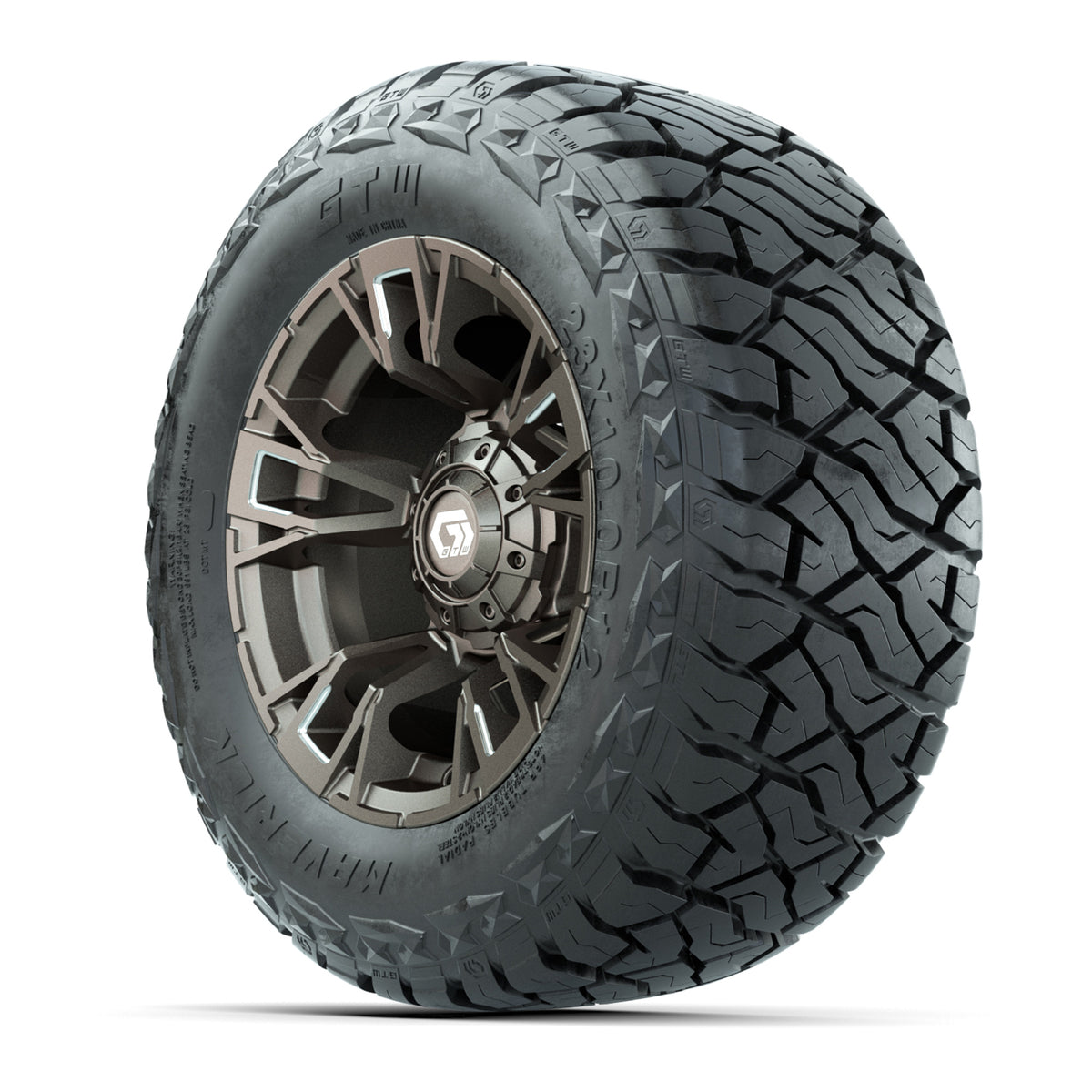 12" GTW Vandal Wheels Satin Machined Bronze and Maverick Low Profile & All Terrain Tires Combo Set of 4
