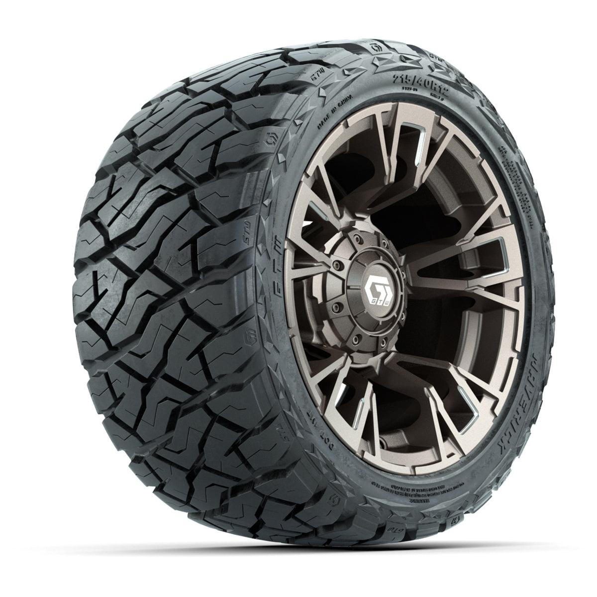 12" GTW Vandal Wheels Satin Machined Bronze and Maverick Low Profile & All Terrain Tires Combo Set of 4