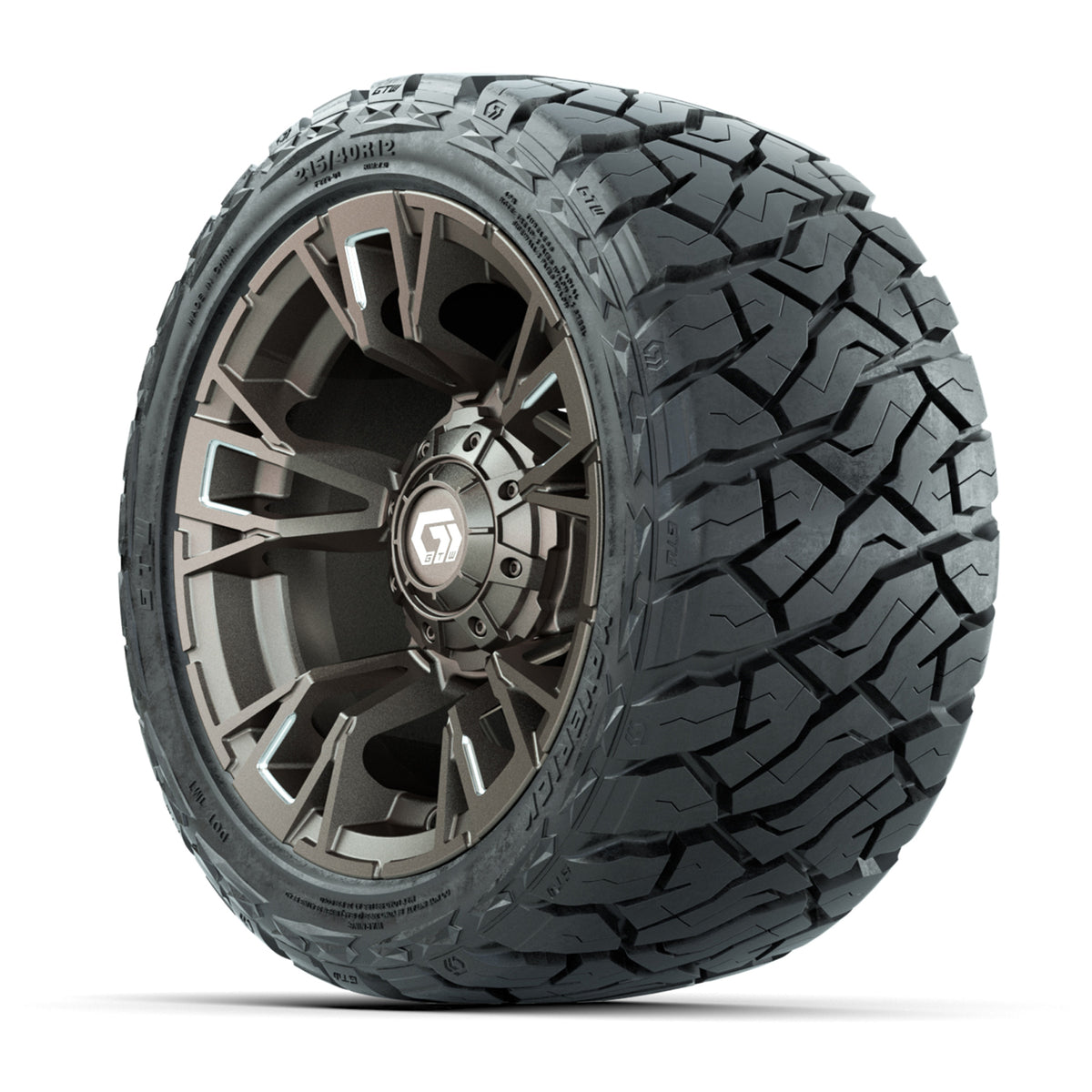 12" GTW Vandal Wheels Satin Machined Bronze and Maverick Low Profile & All Terrain Tires Combo Set of 4