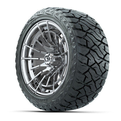 14" GTW Boost Wheels Chrome and Maverick Low Profile & All Terrain Tires Combo Set of 4