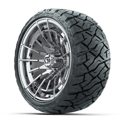 14" GTW Boost Wheels Chrome and Maverick Low Profile & All Terrain Tires Combo Set of 4