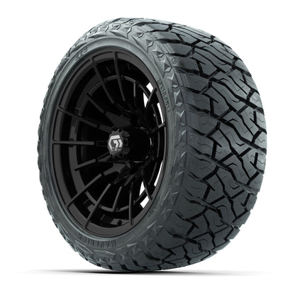 14" GTW Boost Wheels Gloss Black and Maverick Low Profile & All Terrain Tires Combo Set of 4