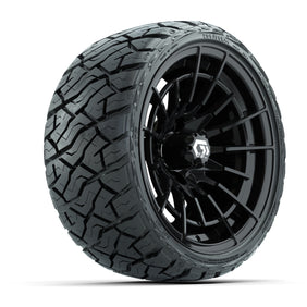 14" GTW Boost Wheels Gloss Black and Maverick Low Profile & All Terrain Tires Combo Set of 4
