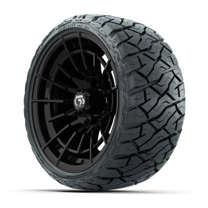 14" GTW Boost Wheels Gloss Black and Maverick Low Profile & All Terrain Tires Combo Set of 4