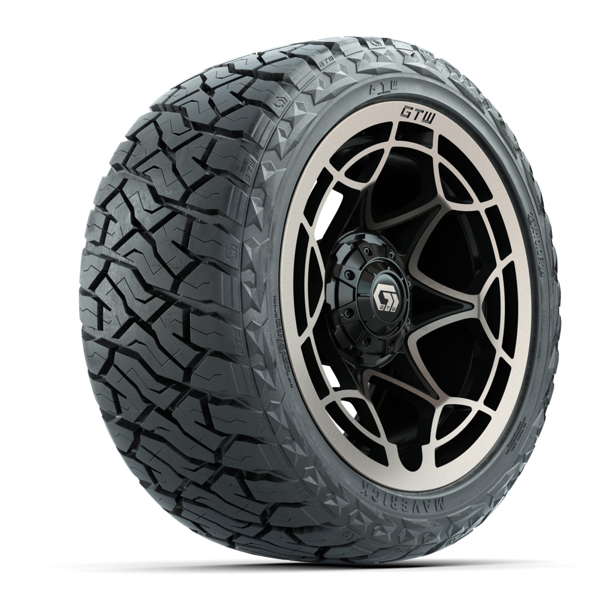 14" GTW Nexus Wheels Gloss Black/Satin Bronze and Maverick 23x10.00-R14 All Terrain Tires Set of 4