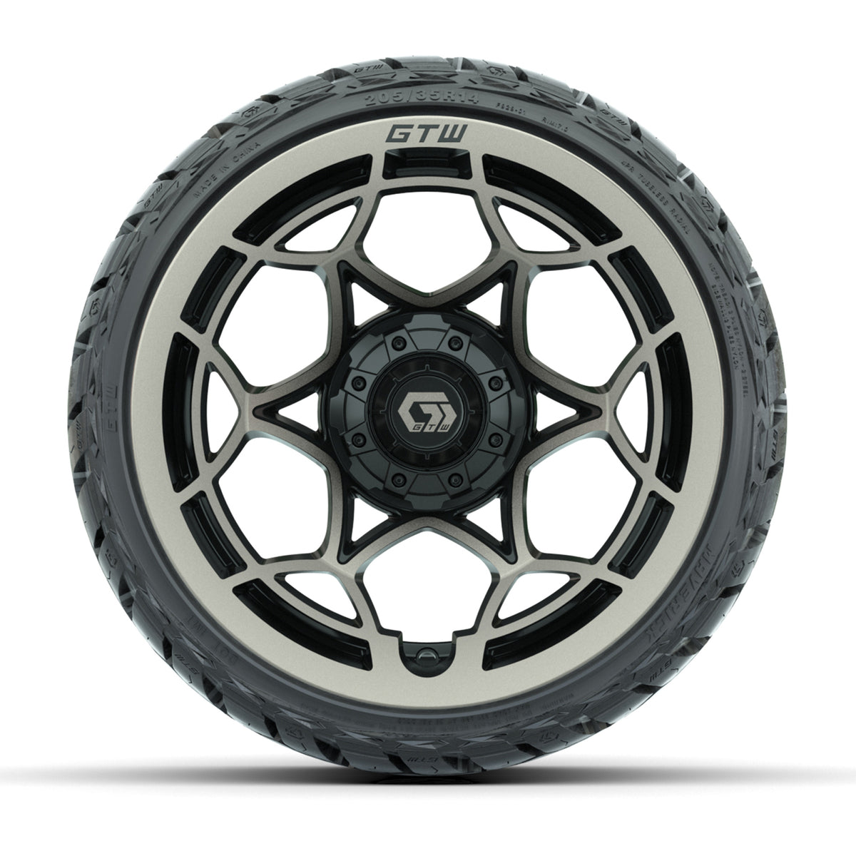 14" GTW Nexus Wheels Gloss Black/Bronze and Maverick 205/35-R14 Low Profile All Terrain Tires Set of 4