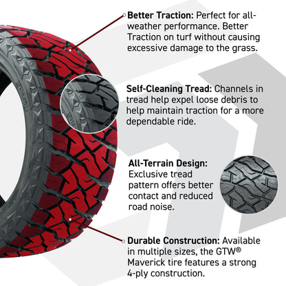 14" GTW Vandal Wheels Machined Satin Bronze and Maverick Low Profile & All Terrain Tires Combo Set of 4