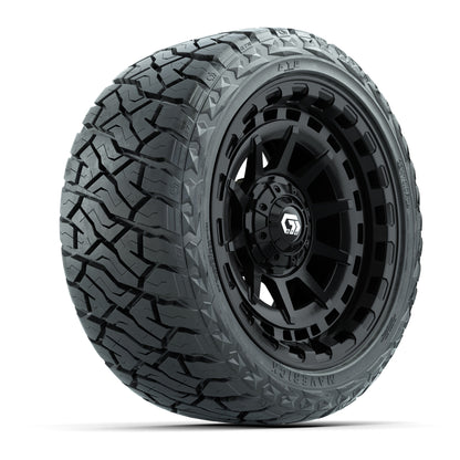 14" GTW Barricade Wheels Gloss Black and Maverick Low Profile & All Terrain Tires Combo Set of 4