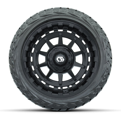 14" GTW Barricade Wheels Gloss Black and Maverick Low Profile & All Terrain Tires Combo Set of 4