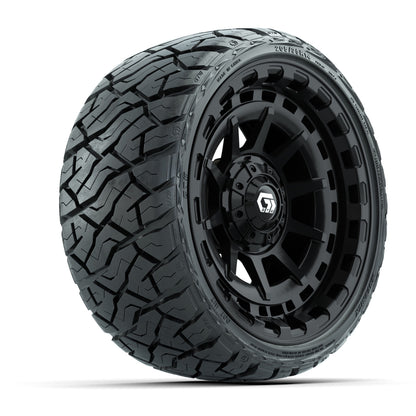 14" GTW Barricade Wheels Gloss Black and Maverick Low Profile & All Terrain Tires Combo Set of 4
