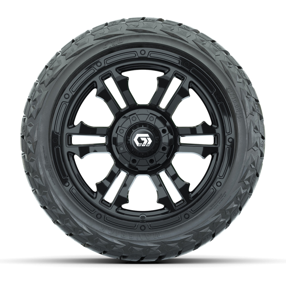 14" GTW Shogun Wheels Gloss Black and Maverick Low Profile & All Terrain Tires Combo Set of 4