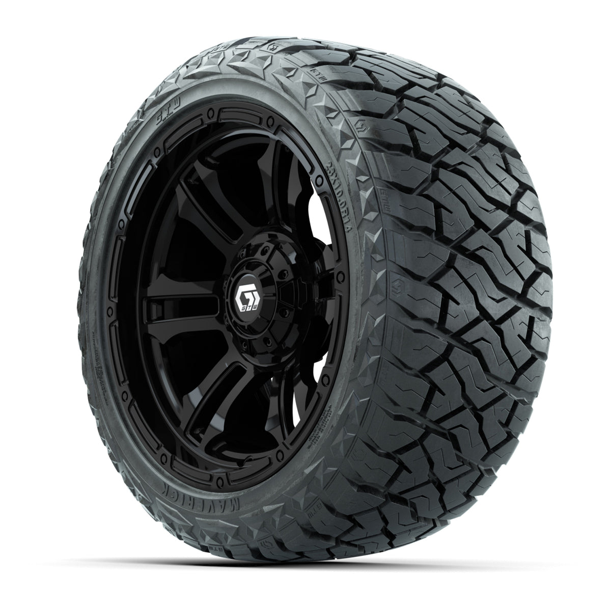 14" GTW Shogun Wheels Gloss Black and Maverick Low Profile & All Terrain Tires Combo Set of 4