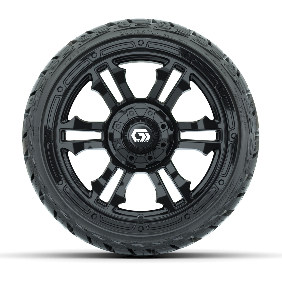 14" GTW Shogun Wheels Gloss Black and Maverick Low Profile & All Terrain Tires Combo Set of 4