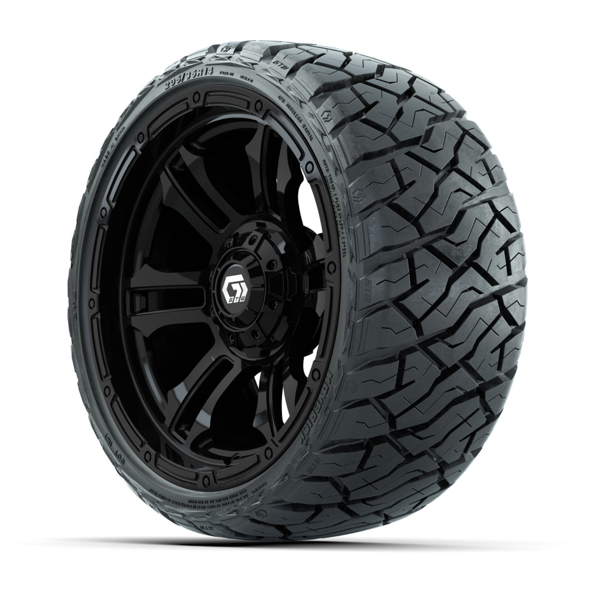 14" GTW Shogun Wheels Gloss Black and Maverick Low Profile & All Terrain Tires Combo Set of 4