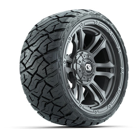 14" GTW Shogun Wheels Gloss Gunmetal and Maverick Low Profile & All Terrain Tires Combo Set of 4