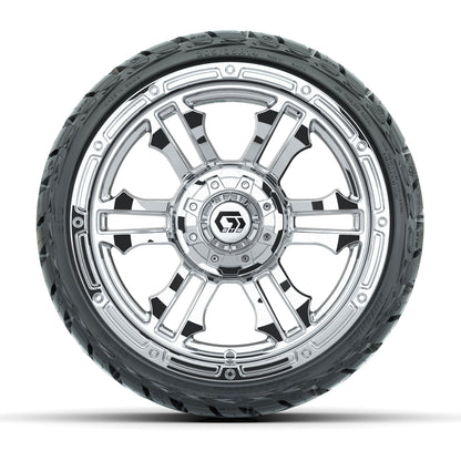 14" GTW Shogun Wheels Chrome and Maverick Low Profile & All Terrain Tires Combo Set of 4