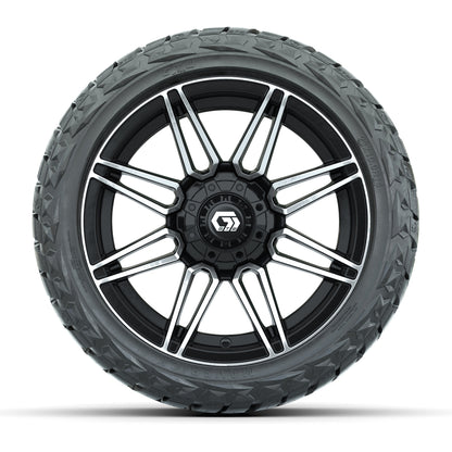 14" GTW Stealth Wheels Machined Gloss Black and Maverick Low Profile & All Terrain Tires Combo Set of 4