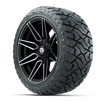 14" GTW Stealth Wheels Machined Gloss Black and Maverick Low Profile & All Terrain Tires Combo Set of 4