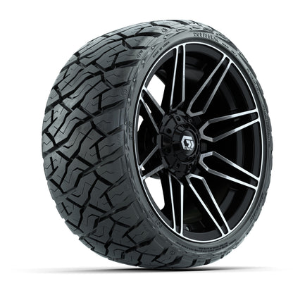 14" GTW Stealth Wheels Machined Gloss Black and Maverick Low Profile & All Terrain Tires Combo Set of 4