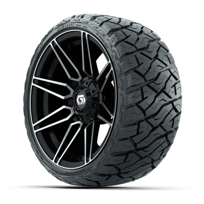 14" GTW Stealth Wheels Machined Gloss Black and Maverick Low Profile & All Terrain Tires Combo Set of 4