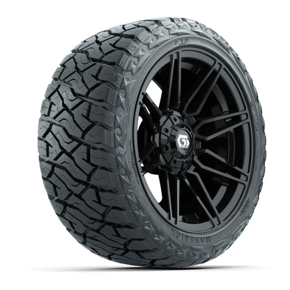 14" GTW Stealth Wheels Gloss Black and Maverick Low Profile & All Terrain Tires Combo Set of 4