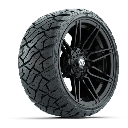 14" GTW Stealth Wheels Gloss Black and Maverick Low Profile & All Terrain Tires Combo Set of 4