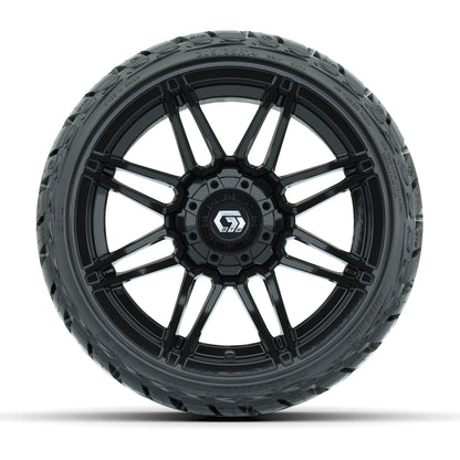 14" GTW Stealth Wheels Gloss Black and Maverick Low Profile & All Terrain Tires Combo Set of 4