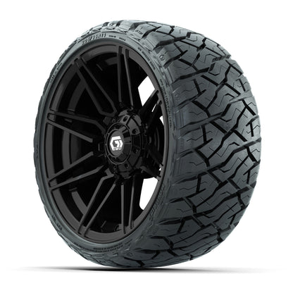 14" GTW Stealth Wheels Gloss Black and Maverick Low Profile & All Terrain Tires Combo Set of 4