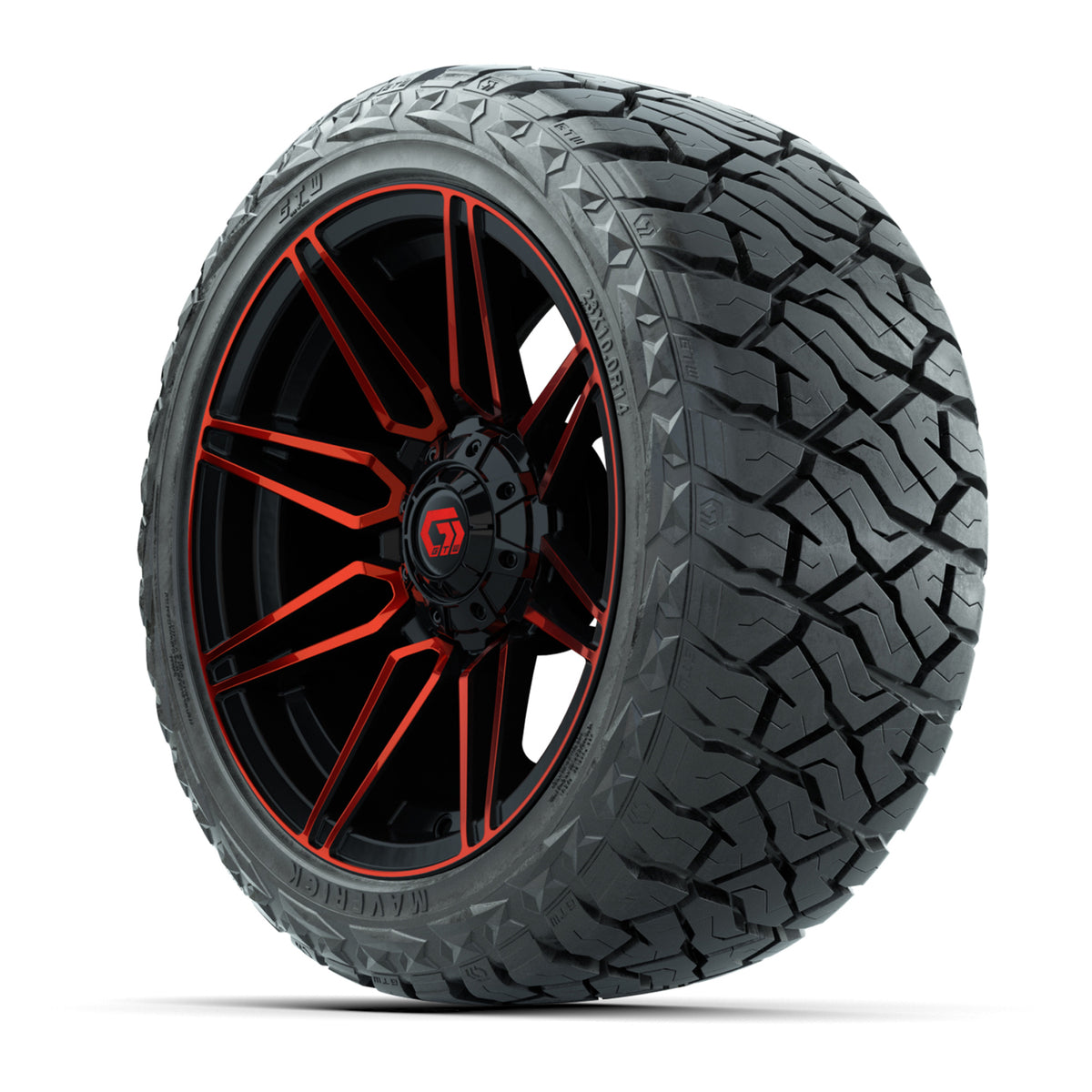 14" GTW Stealth Wheels Gloss Black/Red and Maverick Low Profile & All Terrain Tires Combo Set of 4