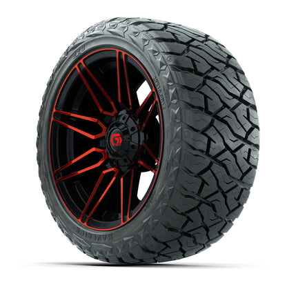 14" GTW Stealth Wheels Gloss Black/Red and Maverick Low Profile & All Terrain Tires Combo Set of 4