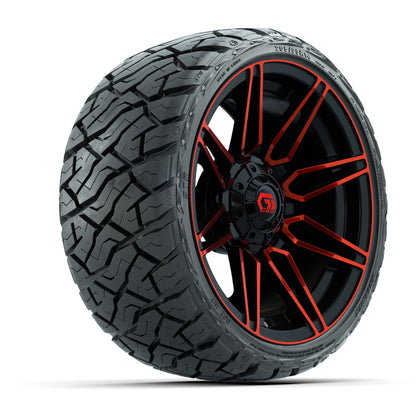 14" GTW Stealth Wheels Gloss Black/Red and Maverick Low Profile & All Terrain Tires Combo Set of 4