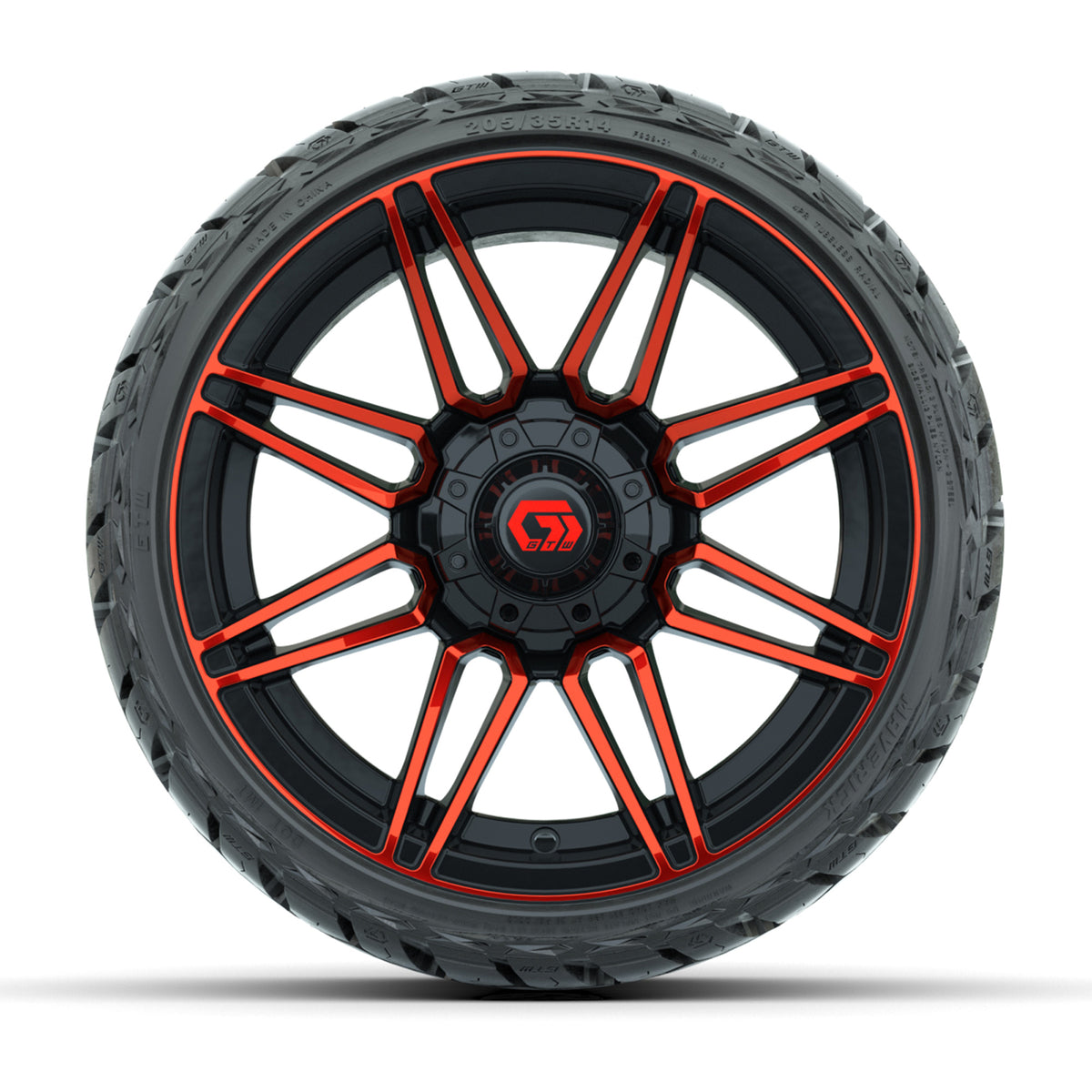14" GTW Stealth Wheels Gloss Black/Red and Maverick Low Profile & All Terrain Tires Combo Set of 4