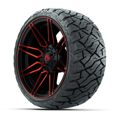 14" GTW Stealth Wheels Gloss Black/Red and Maverick Low Profile & All Terrain Tires Combo Set of 4