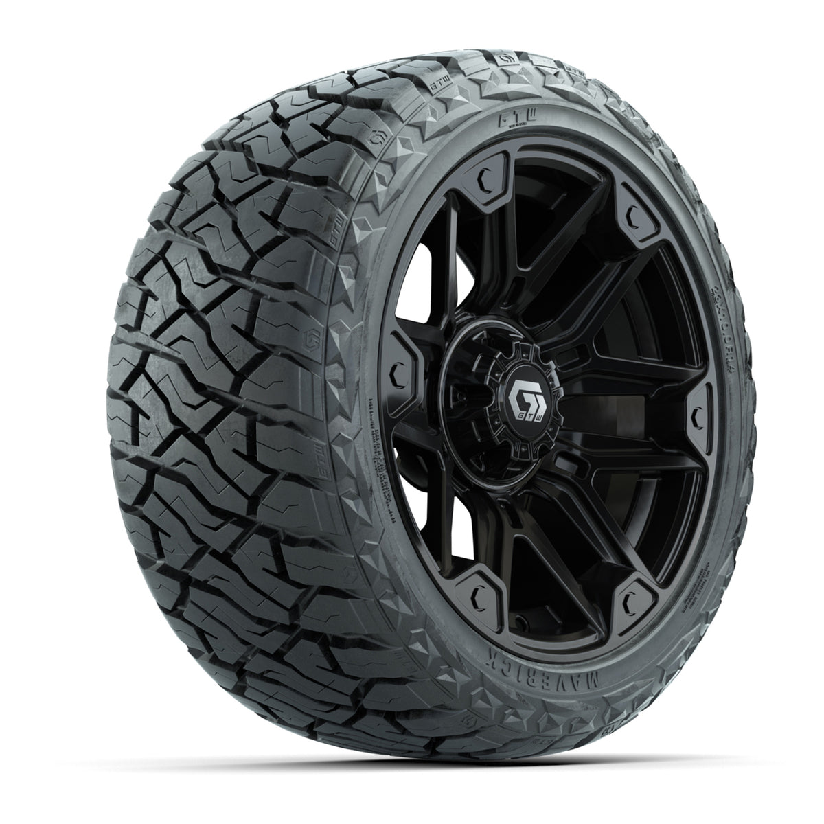 14" GTW Graffiti Wheels Gloss Black and Maverick Low Profile & All Terrain Tires Combo Set of 4