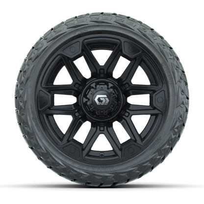 14" GTW Graffiti Wheels Gloss Black and Maverick Low Profile & All Terrain Tires Combo Set of 4