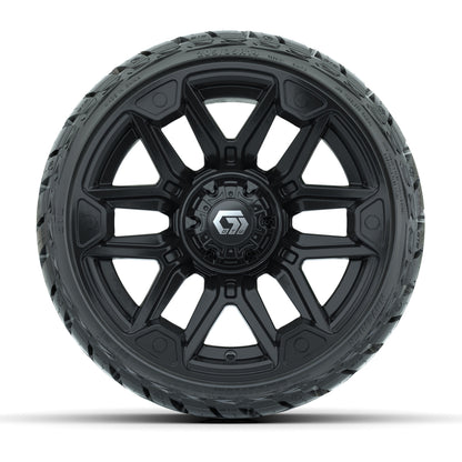 14" GTW Graffiti Wheels Gloss Black and Maverick Low Profile & All Terrain Tires Combo Set of 4