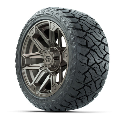 14" GTW Graffiti Wheels Satin Bronze/Black and Maverick Low Profile & All Terrain Tires Combo Set of 4