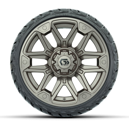14" GTW Graffiti Wheels Satin Bronze/Black and Maverick Low Profile & All Terrain Tires Combo Set of 4