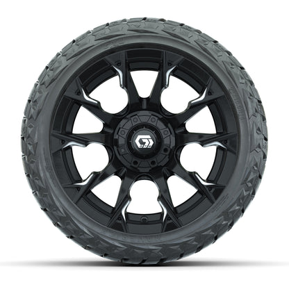 14" GTW Diablo Wheels Machined Gloss Black and Maverick Low Profile & All Terrain Tires Combo Set of 4