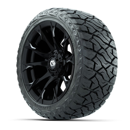 14" GTW Diablo Wheels Machined Gloss Black and Maverick Low Profile & All Terrain Tires Combo Set of 4