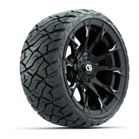 14" GTW Diablo Wheels Machined Gloss Black and Maverick Low Profile & All Terrain Tires Combo Set of 4