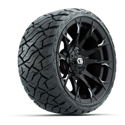 14" GTW Diablo Wheels Machined Gloss Black and Maverick Low Profile & All Terrain Tires Combo Set of 4